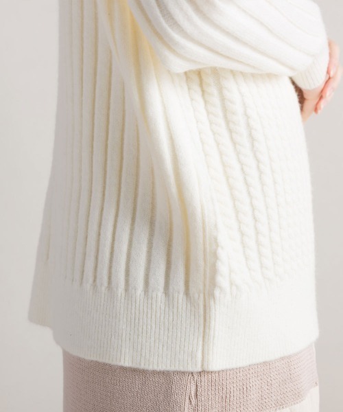 FURRY（ファーリー）の「ケーブル編みスタンドネックプルオーバー（ニット/セーター・レディース・ラベンダー/ミント/オフホワイト/ブラック・FREE）」の12枚目の写真