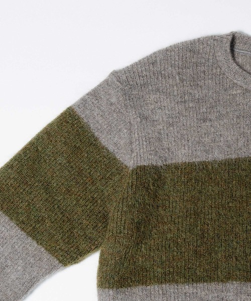 quadro（クオドロ）の「キッドモヘア片畦パネルボーダークルーネックP/O（ニット/セーター・メンズ・モカ/ダークグレー・LARGE/MEDIUM）」の17枚目の写真