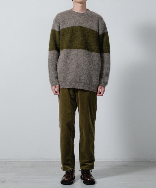 quadro（クオドロ）の「キッドモヘア片畦パネルボーダークルーネックP/O（ニット/セーター・メンズ・モカ/ダークグレー・LARGE/MEDIUM）」の13枚目の写真