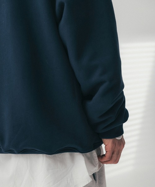 ANGLAN(アングラン)の「ANGLAN-Double Color Wappen Raglan Hoodie/アングラン ダブルカラーワッペンラグランパーカー(パーカー・メンズ・チャコールグレー/ネイビー・FREE)」の20枚目の写真