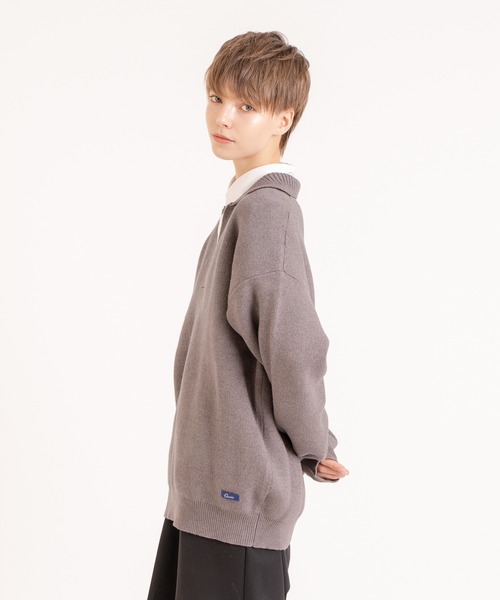 ONCILY(オンシェリー)の「SKIPPER POLO KNIT / スキッパーポロニット(ニット/セーター・メンズ・グレー/ベージュ・MEDIUM/LARGE)」の14枚目の写真