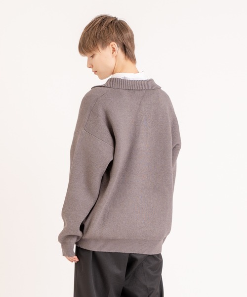 ONCILY(オンシェリー)の「SKIPPER POLO KNIT / スキッパーポロニット(ニット/セーター・メンズ・グレー/ベージュ・MEDIUM/LARGE)」の16枚目の写真
