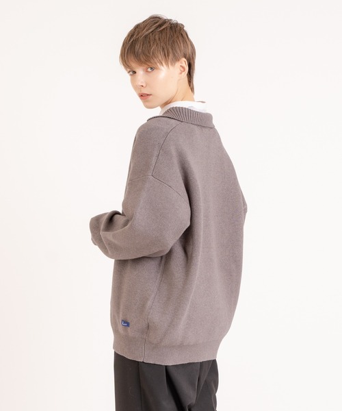 ONCILY(オンシェリー)の「SKIPPER POLO KNIT / スキッパーポロニット(ニット/セーター・メンズ・グレー/ベージュ・MEDIUM/LARGE)」の15枚目の写真