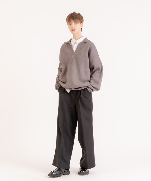 ONCILY(オンシェリー)の「SKIPPER POLO KNIT / スキッパーポロニット(ニット/セーター・メンズ・グレー/ベージュ・MEDIUM/LARGE)」の17枚目の写真