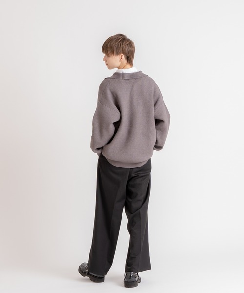 ONCILY(オンシェリー)の「SKIPPER POLO KNIT / スキッパーポロニット(ニット/セーター・メンズ・グレー/ベージュ・MEDIUM/LARGE)」の19枚目の写真