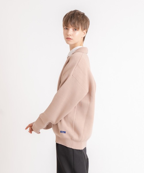 ONCILY(オンシェリー)の「SKIPPER POLO KNIT / スキッパーポロニット(ニット/セーター・メンズ・グレー/ベージュ・MEDIUM/LARGE)」の4枚目の写真