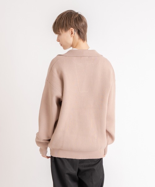 ONCILY(オンシェリー)の「SKIPPER POLO KNIT / スキッパーポロニット(ニット/セーター・メンズ・グレー/ベージュ・MEDIUM/LARGE)」の5枚目の写真