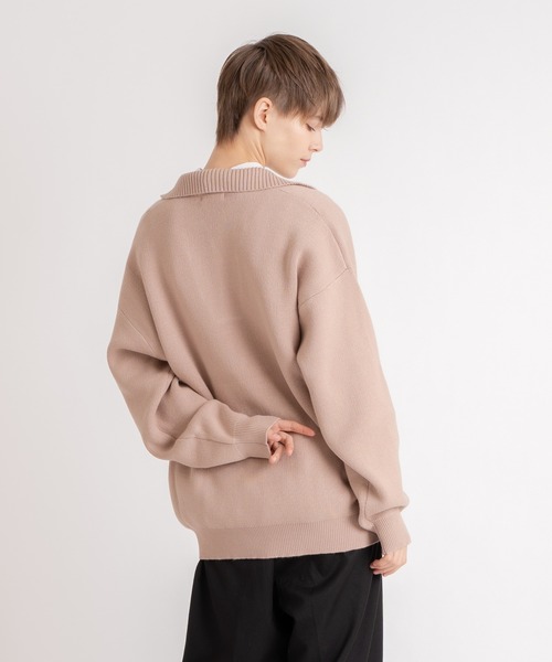 ONCILY(オンシェリー)の「SKIPPER POLO KNIT / スキッパーポロニット(ニット/セーター・メンズ・グレー/ベージュ・MEDIUM/LARGE)」の6枚目の写真