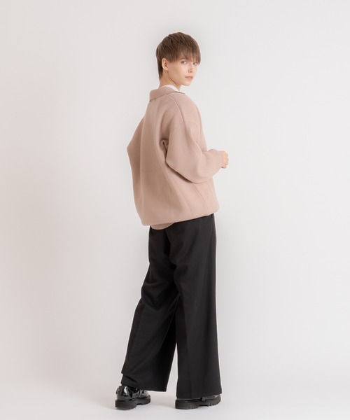ONCILY(オンシェリー)の「SKIPPER POLO KNIT / スキッパーポロニット(ニット/セーター・メンズ・グレー/ベージュ・MEDIUM/LARGE)」の9枚目の写真