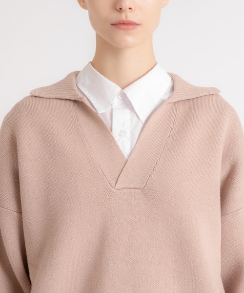 ONCILY(オンシェリー)の「SKIPPER POLO KNIT / スキッパーポロニット(ニット/セーター・メンズ・グレー/ベージュ・MEDIUM/LARGE)」の10枚目の写真
