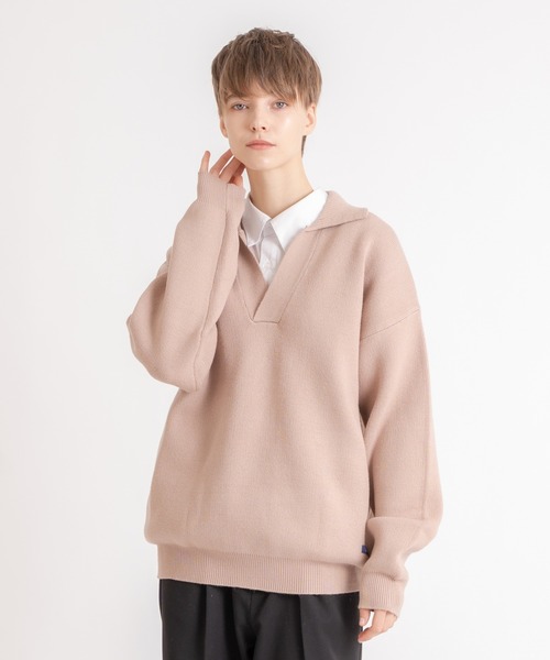 ONCILY(オンシェリー)の「SKIPPER POLO KNIT / スキッパーポロニット(ニット/セーター・メンズ・グレー/ベージュ・MEDIUM/LARGE)」の22枚目の写真
