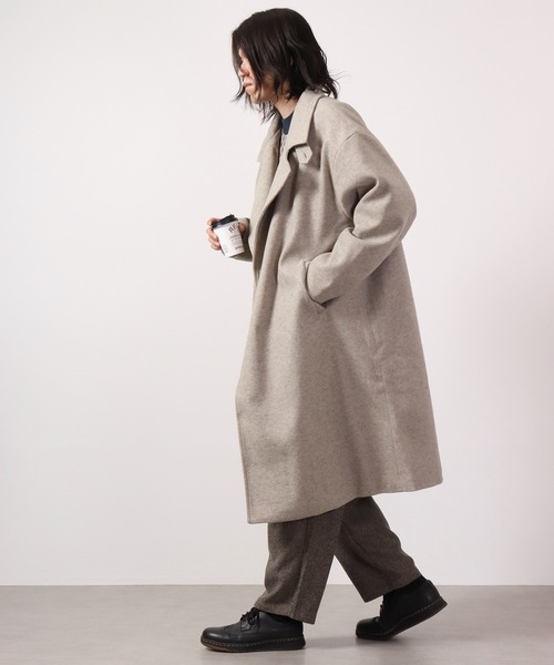 Revo.（レボ）の「Revo. メルトン ロングチェスターコート（チェスターコート・メンズ・ベージュ/ネイビー/ブラック/ライトブルー・2/1）」の6枚目の写真