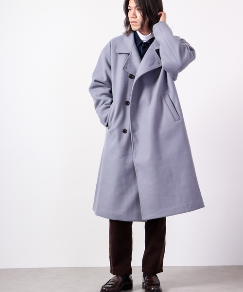 Revo.（レボ）の「Revo. メルトン ロングチェスターコート（チェスターコート・メンズ・ベージュ/ネイビー/ブラック/ライトブルー・2/1）」の10枚目の写真