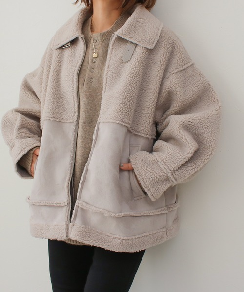 Social GIRL（ソーシャルガール）の「フェイクムートンコート（ムートンコート・レディース・ブラック/グレイッシュベージュ/グリーン・M）」の2枚目の写真