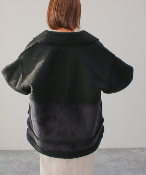 Social GIRL（ソーシャルガール）の「フェイクムートンコート（ムートンコート・レディース・ブラック/グレイッシュベージュ/グリーン・M）」の4枚目の写真