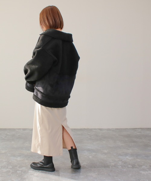 Social GIRL（ソーシャルガール）の「フェイクムートンコート（ムートンコート・レディース・ブラック/グレイッシュベージュ/グリーン・M）」の6枚目の写真