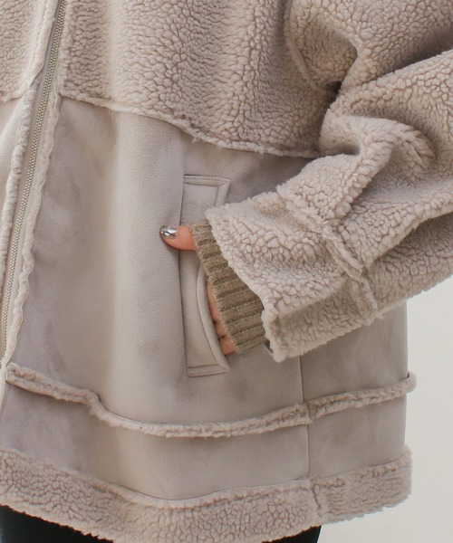 Social GIRL（ソーシャルガール）の「フェイクムートンコート（ムートンコート・レディース・ブラック/グレイッシュベージュ/グリーン・M）」の10枚目の写真