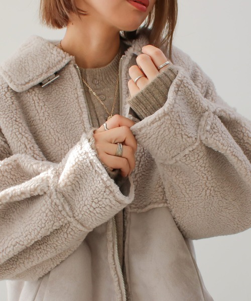 Social GIRL（ソーシャルガール）の「フェイクムートンコート（ムートンコート・レディース・ブラック/グレイッシュベージュ/グリーン・M）」の11枚目の写真