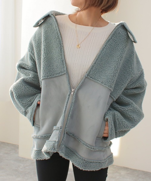 Social GIRL（ソーシャルガール）の「フェイクムートンコート（ムートンコート・レディース・ブラック/グレイッシュベージュ/グリーン・M）」の18枚目の写真