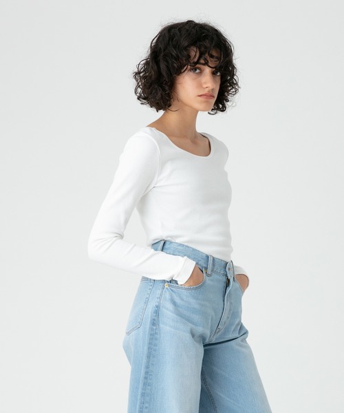 allureville(アルアバイル)の「2WAYオープンヨークRIB プルオーバー(Tシャツ/カットソー・レディース・オフホワイト/グリーン/ネイビー・2)」の9枚目の写真