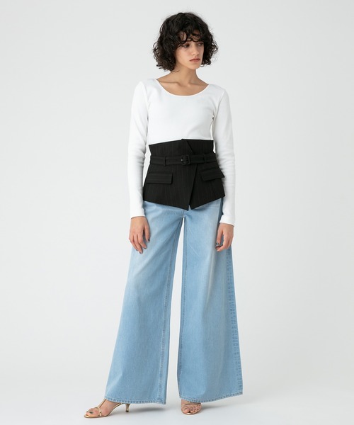 allureville(アルアバイル)の「2WAYオープンヨークRIB プルオーバー(Tシャツ/カットソー・レディース・オフホワイト/グリーン/ネイビー・2)」の4枚目の写真