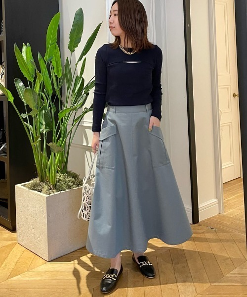 allureville(アルアバイル)の「2WAYオープンヨークRIB プルオーバー(Tシャツ/カットソー・レディース・オフホワイト/グリーン/ネイビー・2)」の19枚目の写真