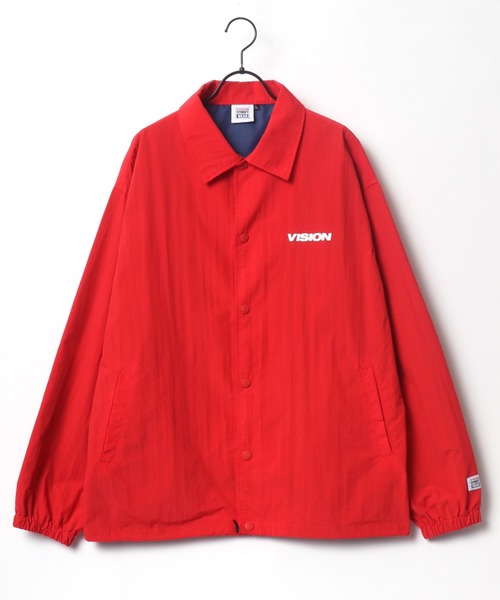 VISION STREET WEAR(ヴィジョンストリートウェア)の「VISION STREET WEAR/ヴィジョンストリートウエア ビッグシルエット ロゴ バックプリント コーチジャケット(ナイロンジャケット・メンズ・レッド/ブラック/グリーン・M/L/LL)」の11枚目の写真