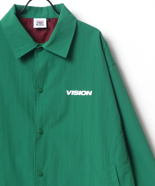 VISION STREET WEAR(ヴィジョンストリートウェア)の「VISION STREET WEAR/ヴィジョンストリートウエア ビッグシルエット ロゴ バックプリント コーチジャケット(ナイロンジャケット・メンズ・レッド/ブラック/グリーン・M/L/LL)」の5枚目の写真