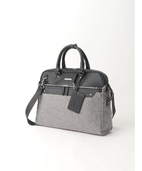 m.f.editorial（エムエフエディトリアル）の「m.f.エディトリアル メンズ ヘリンボン×シボ 2WAYブリーフバッグ A4対応（ビジネスバッグ・メンズ・ブラック/グレー系その他2・FREE）」の2枚目の写真