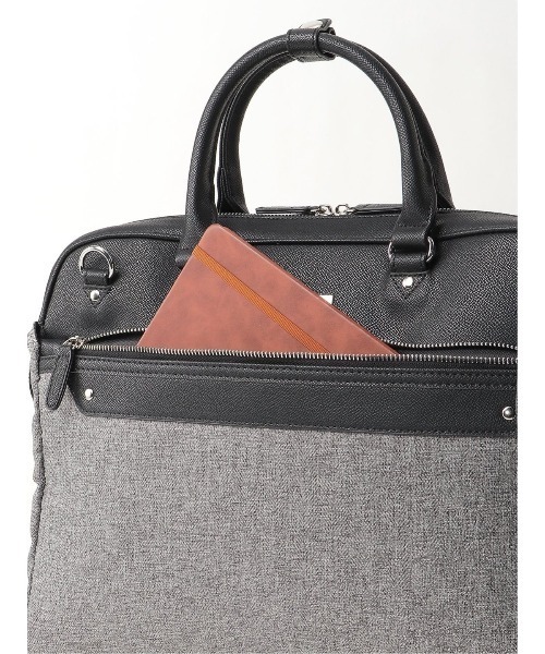 m.f.editorial（エムエフエディトリアル）の「m.f.エディトリアル メンズ ヘリンボン×シボ 2WAYブリーフバッグ A4対応（ビジネスバッグ・メンズ・ブラック/グレー系その他2・FREE）」の11枚目の写真