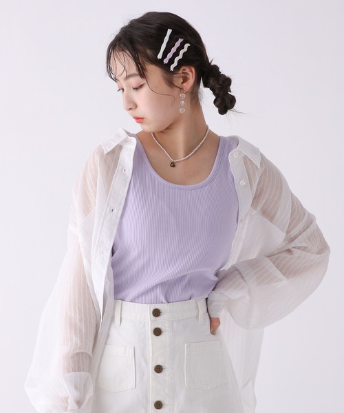 repipi armario（レピピ アルマリオ）の「ベーシックリブタンク(パッド付)（タンクトップ・キッズ・グレー系その他/ブラック/アイボリー/ピンク/ライム/パープル系その他/ブルー・SMALL/MEDIUM/LARGE）」の21枚目の写真