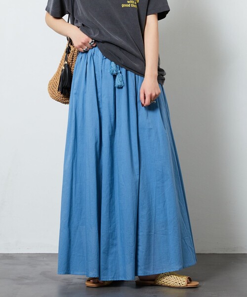 FREAK'S STORE(フリークスストア)の「【限定展開】 インド ボイル ボリューム スカート(スカート・レディース・ブラック/オフホワイト/ブルー/ベージュ/オレンジ/ピンク/グリーン・SMALL/MEDIUM)」の5枚目の写真