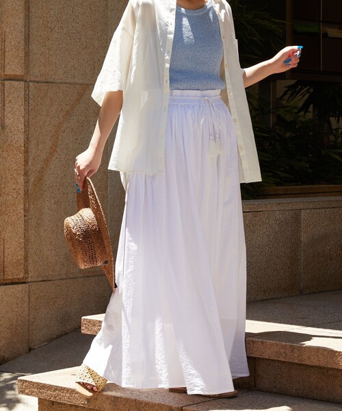 FREAK'S STORE(フリークスストア)の「【限定展開】 インド ボイル ボリューム スカート(スカート・レディース・ブラック/オフホワイト/ブルー/ベージュ/オレンジ/ピンク/グリーン・SMALL/MEDIUM)」の8枚目の写真