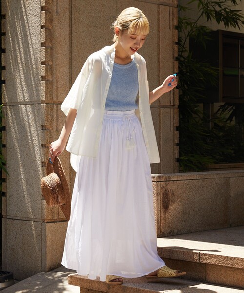 FREAK'S STORE(フリークスストア)の「【限定展開】 インド ボイル ボリューム スカート(スカート・レディース・ブラック/オフホワイト/ブルー/ベージュ/オレンジ/ピンク/グリーン・SMALL/MEDIUM)」の12枚目の写真