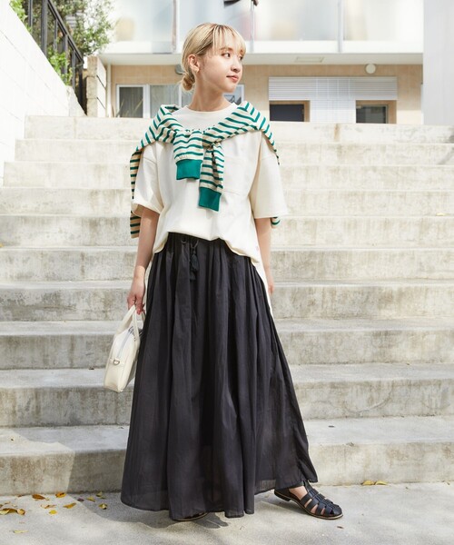 FREAK'S STORE(フリークスストア)の「【限定展開】 インド ボイル ボリューム スカート(スカート・レディース・ブラック/オフホワイト/ブルー/ベージュ/オレンジ/ピンク/グリーン・SMALL/MEDIUM)」の18枚目の写真