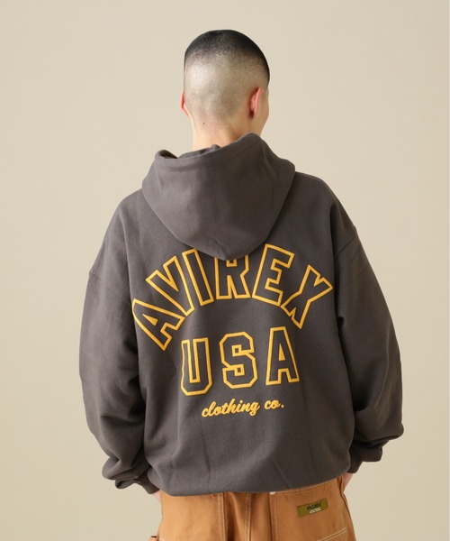 AVIREX（アヴィレックス）の「【WEB&DEPOT限定】AVIREX USA SWEAT PULL OVER PARKA / アヴィレックス スウェット プルオーバー パーカー（パーカー・メンズ・オリーブ/チャコールグレー/ブラウン/オートミール・FREE/MEDIUM/LARGE/X-LARGE/XX-LARGE）」の5枚目の写真