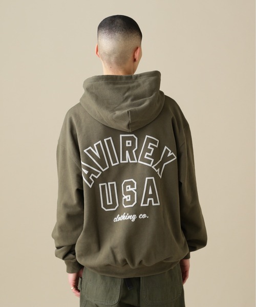 AVIREX（アヴィレックス）の「【WEB&DEPOT限定】AVIREX USA SWEAT PULL OVER PARKA / アヴィレックス スウェット プルオーバー パーカー（パーカー・メンズ・オリーブ/チャコールグレー/ブラウン/オートミール・FREE/MEDIUM/LARGE/X-LARGE/XX-LARGE）」の8枚目の写真