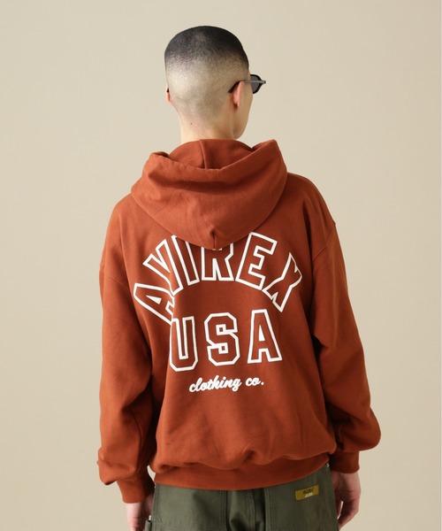 AVIREX（アヴィレックス）の「【WEB&DEPOT限定】AVIREX USA SWEAT PULL OVER PARKA / アヴィレックス スウェット プルオーバー パーカー（パーカー・メンズ・オリーブ/チャコールグレー/ブラウン/オートミール・FREE/MEDIUM/LARGE/X-LARGE/XX-LARGE）」の6枚目の写真