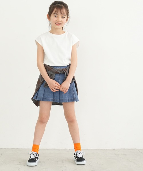 coca（coca）（コカ）の「キッズ デニムプリーツスカッツ（スカート・キッズ・ブラック/ブルー・100/110/120/130/140）」の4枚目の写真