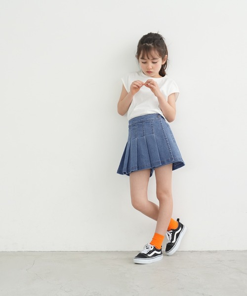 coca（coca）（コカ）の「キッズ デニムプリーツスカッツ（スカート・キッズ・ブラック/ブルー・100/110/120/130/140）」の7枚目の写真