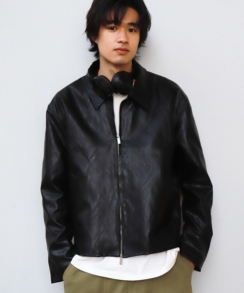 ALAND（エーランド）の「【UNISEX】VASTIC／シンプルレザージャケット 2191903（ライダースジャケット・メンズ・ブラウン/ブラック・MEDIUM/LARGE）」の2枚目の写真