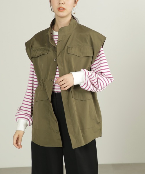 FREE'S MART(フリーズマート)の「スタンドカラーミリタリーベスト(ベスト・レディース・カーキ/ホワイト・FREE)」の17枚目の写真