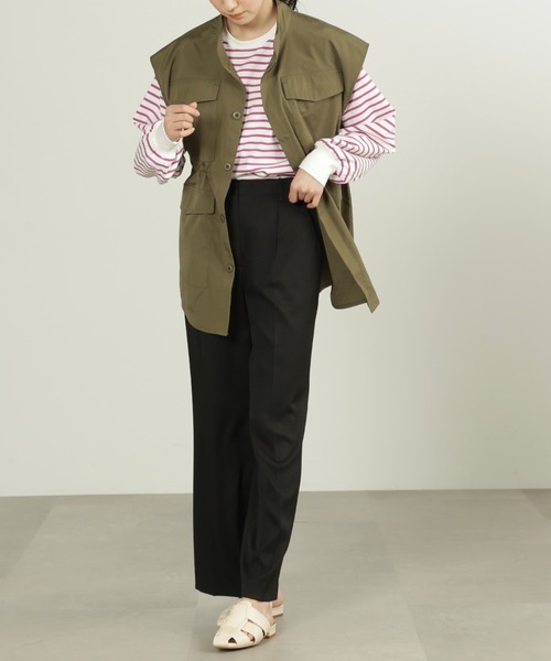 FREE'S MART(フリーズマート)の「スタンドカラーミリタリーベスト(ベスト・レディース・カーキ/ホワイト・FREE)」の12枚目の写真