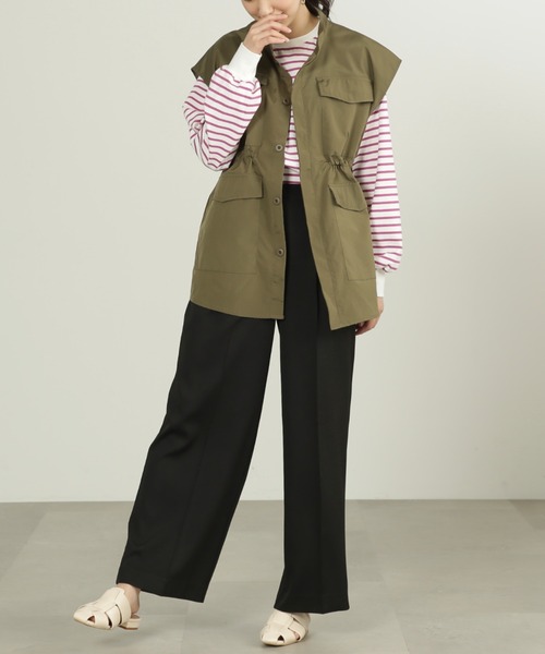 FREE'S MART(フリーズマート)の「スタンドカラーミリタリーベスト(ベスト・レディース・カーキ/ホワイト・FREE)」の8枚目の写真