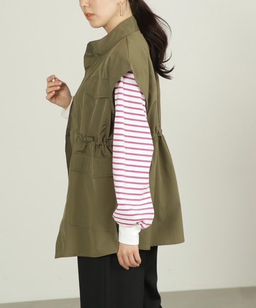 FREE'S MART(フリーズマート)の「スタンドカラーミリタリーベスト(ベスト・レディース・カーキ/ホワイト・FREE)」の4枚目の写真