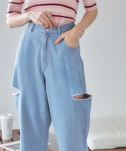 titivate(ティティベイト)の「サイドカットデザインパンツ(デニムパンツ・レディース・オフホワイト/ブルー/ライトブルー・L/M/S)」の7枚目の写真