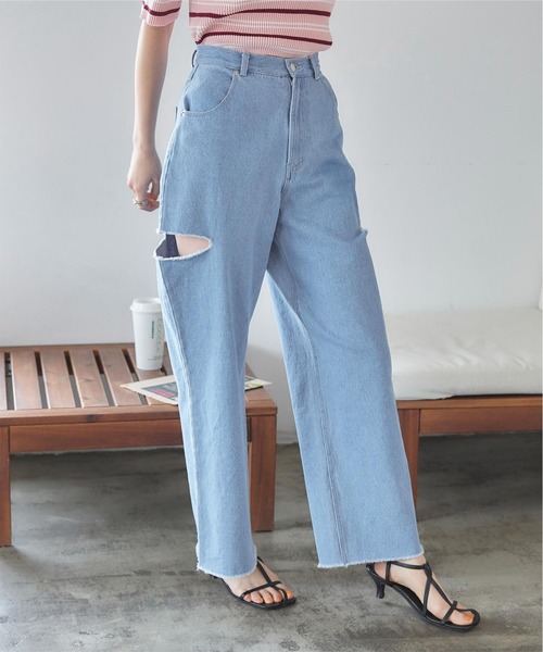 titivate(ティティベイト)の「サイドカットデザインパンツ(デニムパンツ・レディース・オフホワイト/ブルー/ライトブルー・L/M/S)」の20枚目の写真