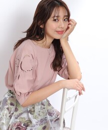 couture brooch | 【UV/接触冷感/マシンウォッシャブル】エンブロカット刺繍ドルマンカットソー(Tシャツ/カットソー)