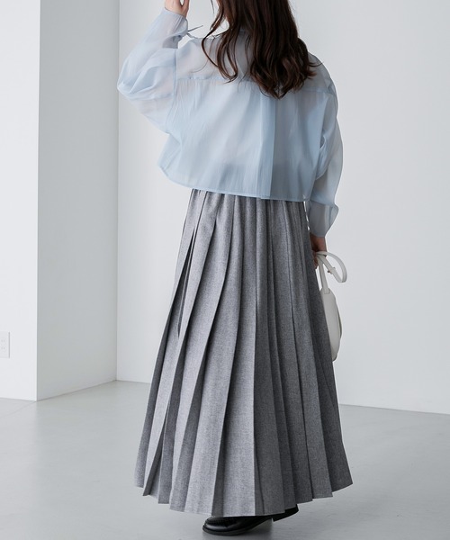 BONLECILL（ボンルシール）の「2wayギャザースリーブ クロップドシアーシャツ（シャツ/ブラウス・レディース・ピンク/ブラック/オフホワイト/ブルー・FREE）」の21枚目の写真