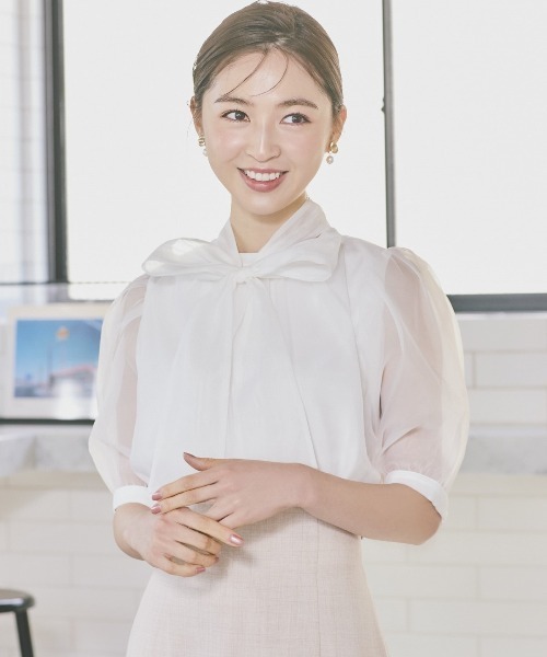 WILLSELECTION(ウィルセレクション)の「オーガンジーバックリボンブラウス(シャツ/ブラウス・レディース・ミント/ベージュ/オフホワイト・MEDIUM)」の12枚目の写真